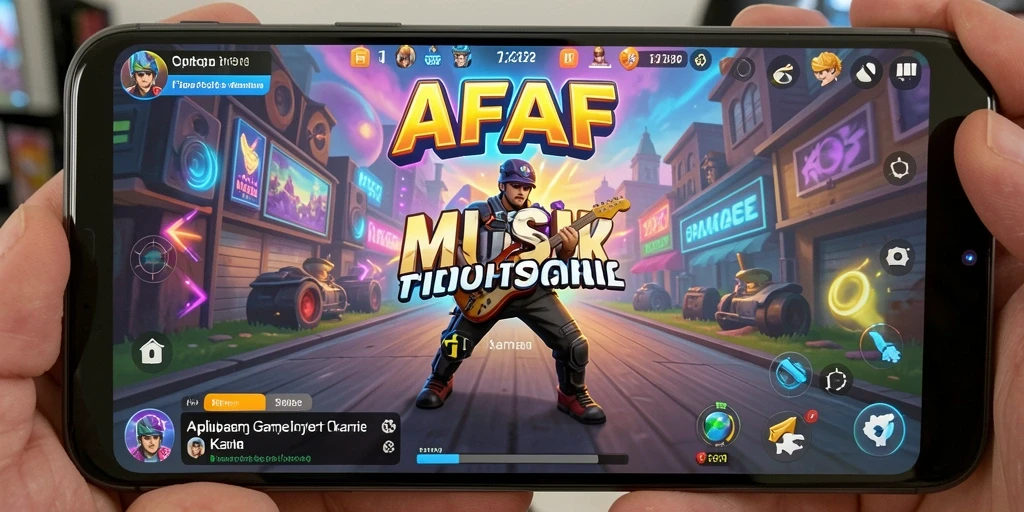 Screenshot utama AFAF menampilkan gameplay seru bermain musik.