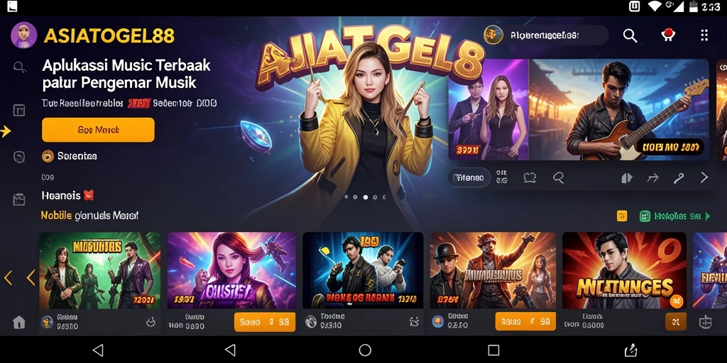 Screenshot gameplay ASIATOGEL88 yang menampilkan pilihan musik.