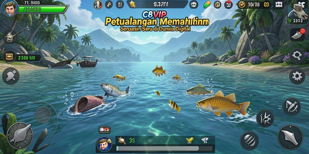 Gameplay seru C8VIP dengan berbagai jenis ikan yang dapat ditangkap.