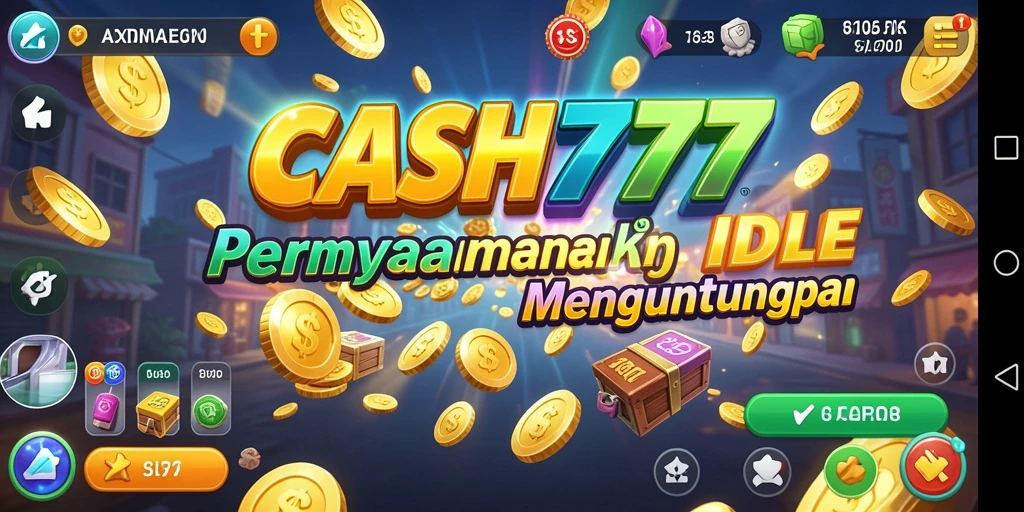 Screenshot utama CASH777 menampilkan gameplay Idle yang menarik dan menguntungkan.