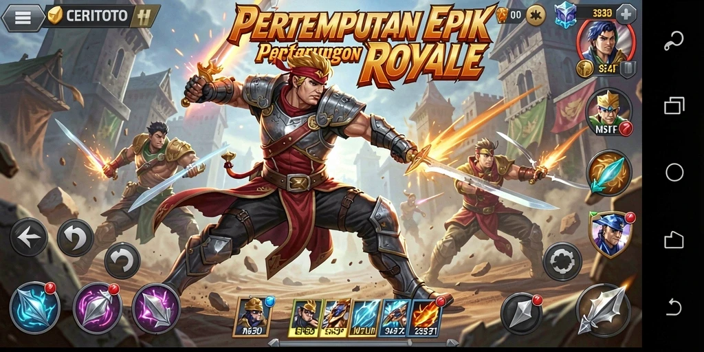 Screenshot permainan CERITOTO menampilkan aksi Battle Royale yang seru.