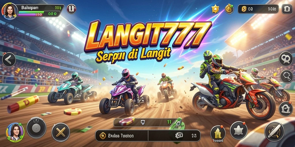 Screenshot gameplay LANGIT777 menampilkan aksi balap yang mendebarkan.