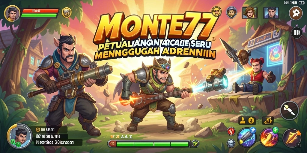 Tangkapan layar gameplay MONTE77 menampilkan aksi seru dalam permainan arcade.
