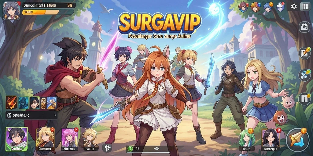 Tampilan gameplay anime SURGAVIP yang menawan dan dinamis.