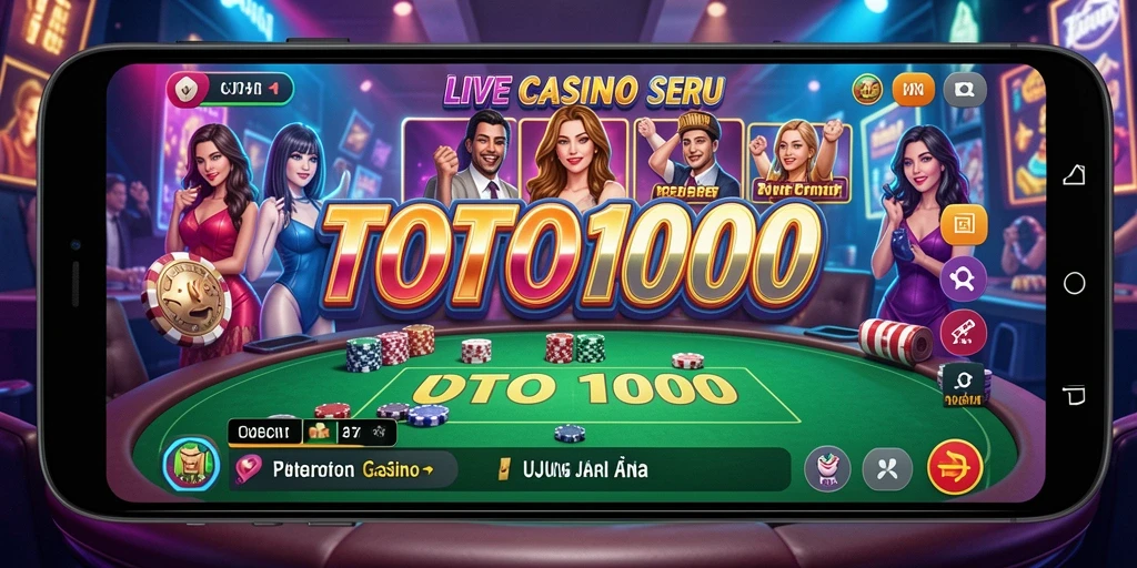 Screenshot utama TOTO1000 menampilkan gameplay kasino langsung yang mendebarkan.
